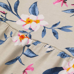 H&M BLUE FLORAL PRINTED LIGHT BEIGE DRESS