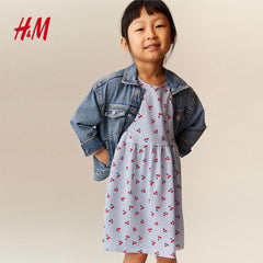 H&M BLUE STRIPE CHERRY COTTON DRESS