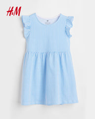 H&M BLUE STRIPED COTTON JERSEY DRESS