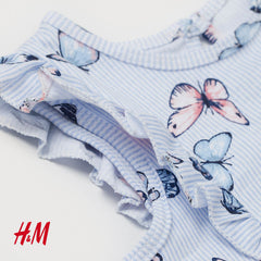 H&M BABY BLUE BUTTERFLY PATTERENED DRESS - 20