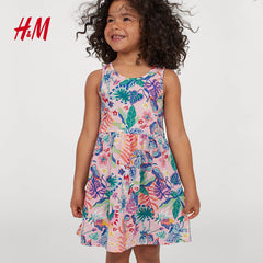 H&M PINK BOTANICAL PRINTED DRESS