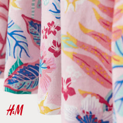 H&M PINK BOTANICAL PRINTED DRESS