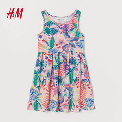 H&M PINK BOTANICAL PRINTED DRESS