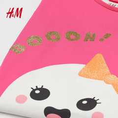 H&M CERISE BOOOH PRINTED JERSEY TOP