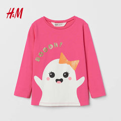 H&M CERISE BOOOH PRINTED JERSEY TOP