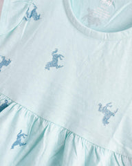 H&M CYAN HORSES PRINTED DRESS