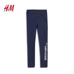 H&M DARK BLUE ALWAYS EXPLORING PRINTED LEGGING