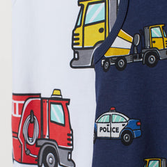 H&M WHITE VEHICLES PRINTED VEST TOP