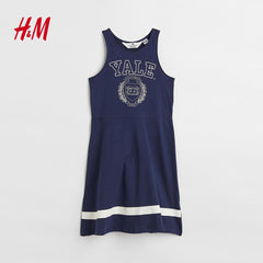 H&M DARK BLUE YALE PRINTED DRESS
