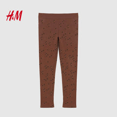 H&M DARK BROWN HEARTS PRINTED LEGGING