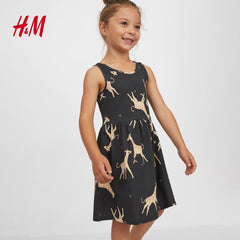 H&M DARK GREY GIARAFFES SLEEVELESS PRINTED DRESS