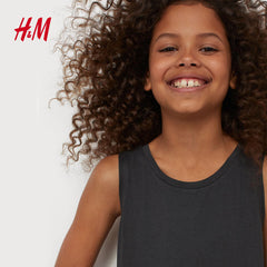 H&M DARK GREY LONG COTTON DRESS