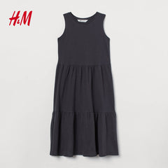 H&M DARK GREY LONG COTTON DRESS