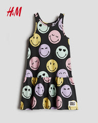 H&M DARK GREY SMILEY WORLD DRESS