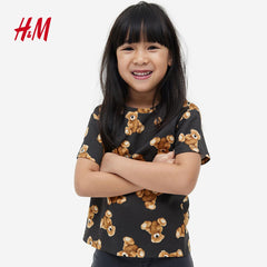 H&M DARK GREY TEDDY BEAR T-SHIRT