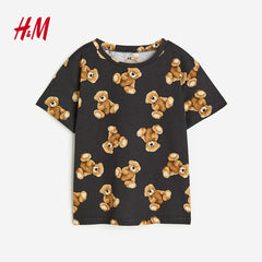H&M DARK GREY TEDDY BEAR T-SHIRT