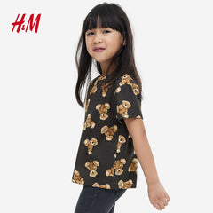 H&M DARK GREY TEDDY BEAR T-SHIRT
