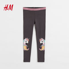 H&M DARK GREY UNICORN PRINTED LEEGING - 1029