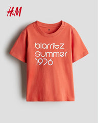 H&M DARK ORANGE BIARRITZ PRINTED T-SHIRT