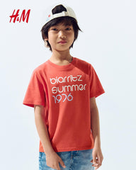 H&M DARK ORANGE BIARRITZ PRINTED T-SHIRT