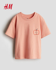 H&M DARK PEACH PRINTED T-SHIRT