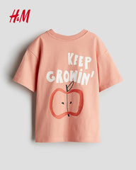 H&M DARK PEACH PRINTED T-SHIRT