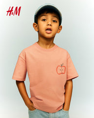 H&M DARK PEACH PRINTED T-SHIRT