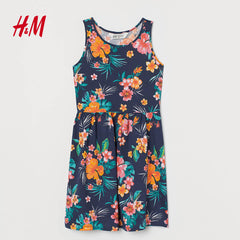H&M Dark Blue Floral Patterned Dress
