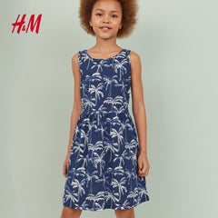 H&M Navy Palm Trees Printed Girls Dress