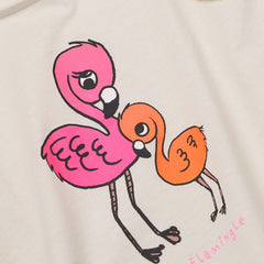 H&M FLAMINGOS RUFFLE-TRIMMED JERSEY TOP