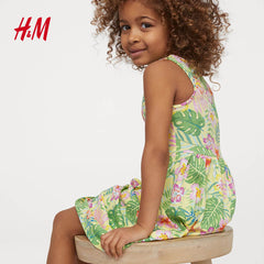 H&M GREEN BOTANICAL PRINTED PATTERNED DRESS 2021