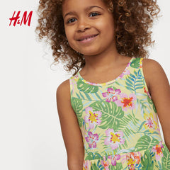 H&M GREEN BOTANICAL PRINTED PATTERNED DRESS 2021