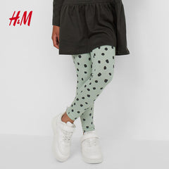 H&M GREEN BRUSHED PRINT LEGGING