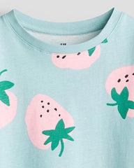 H&M GREEN STRAWBERRY T-SHIRT
