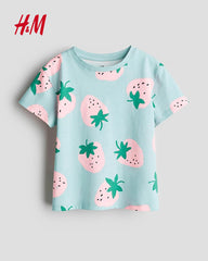 H&M GREEN STRAWBERRY T-SHIRT