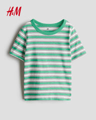 H&M GREEN STRIPED T-SHIRT