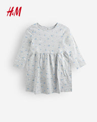 H&M GREY BLUE FLORAL LONG SLEEVE T SHIRT