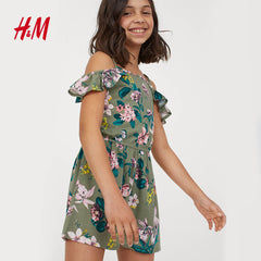 H&M Green Floral Patterned Romper