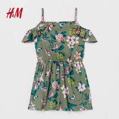 H&M Green Floral Patterned Romper