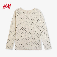 H&M LIGHT BEIGE DOTTED T-SHIRT