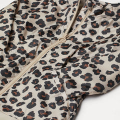 HM LIGHT BEIGE LEOPARD PRINT HOODED WINDBREAKER
