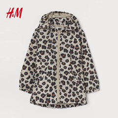 HM LIGHT BEIGE LEOPARD PRINT HOODED WINDBREAKER