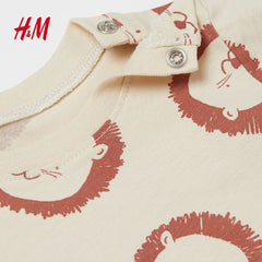 HM LIGHT BEIGE LIONS PRINTED T-SHIRT