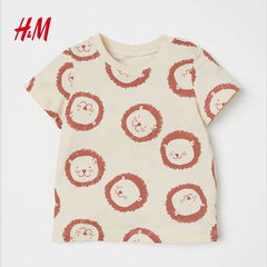 HM LIGHT BEIGE LIONS PRINTED T-SHIRT