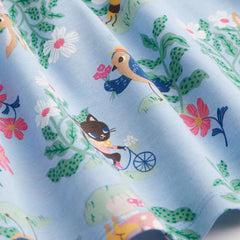 H&M LIGHT BLUE BEES AND BIRDS PRINTED DRESS