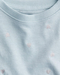 H&M LIGHT BLUE HEARTS PRINTED JERSEY TOP
