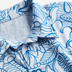 H&M LIGHT BLUE LEAVES PRINTED T-SHIRT 3002