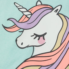 H&M LIGHT BLUE UNICORN PRINTED PATTERNED JERSEY DRESS