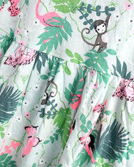 H&M LIGHT GREEN ANIMALS PRINTED DRESS