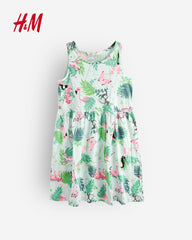 H&M LIGHT GREEN ANIMALS PRINTED DRESS